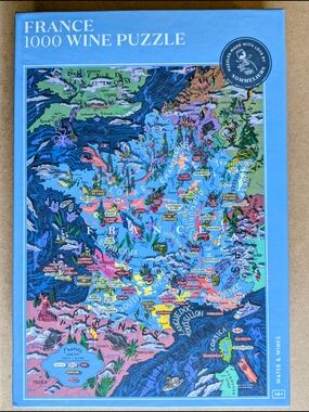 France 1000 Wine Puzzle - Blue Illustrated Map